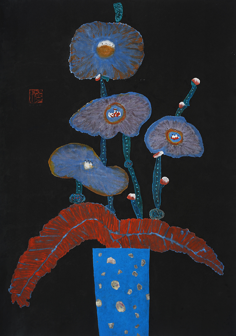 Jang Byeong Eun · Eastbrush · 张炳彥 · black_flower_062 · mixed_media_on_paper · 1189mm_x_841mm · 2025